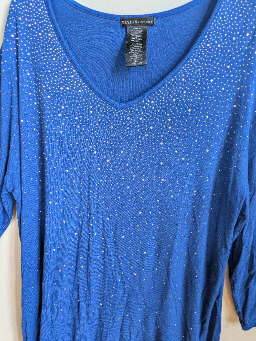 design history blue blouse with sparkly stud design women size Xl #644